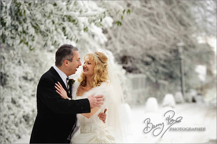 white wedding snow